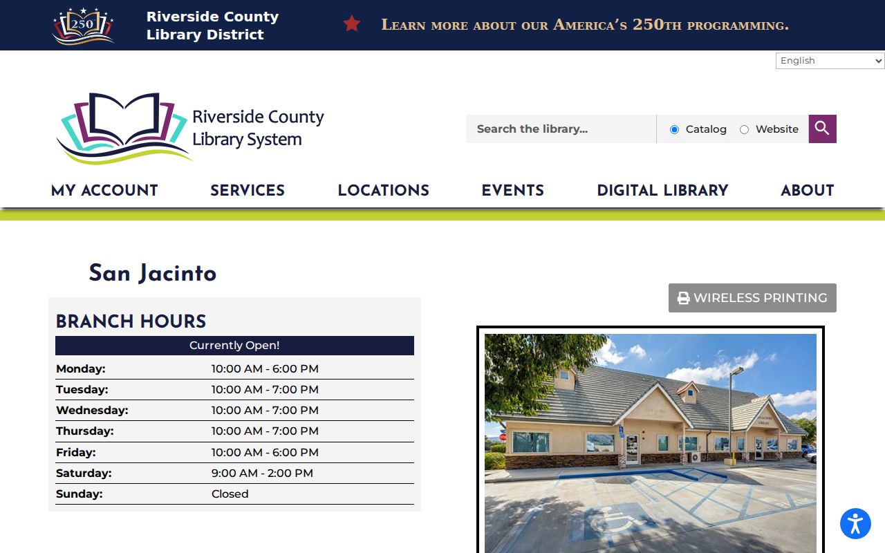 San Jacinto residents directory local library history branch resource