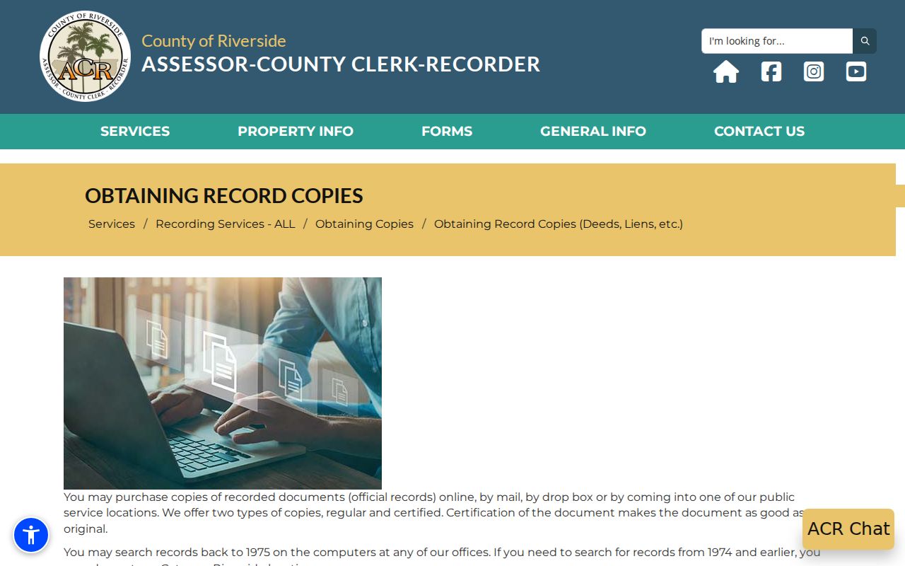 San Jacinto previous residents Riverside recorder copy instructions