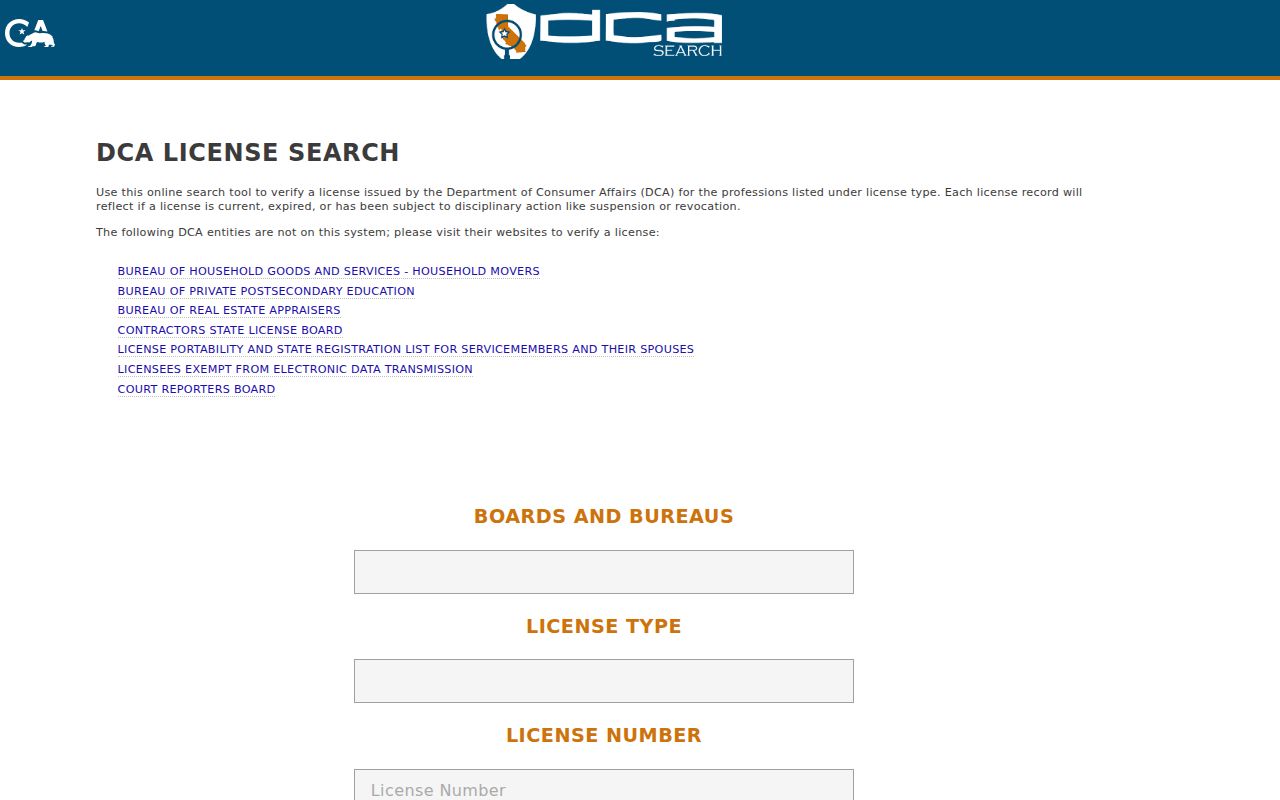 San Jacinto resident lookup California professional license search