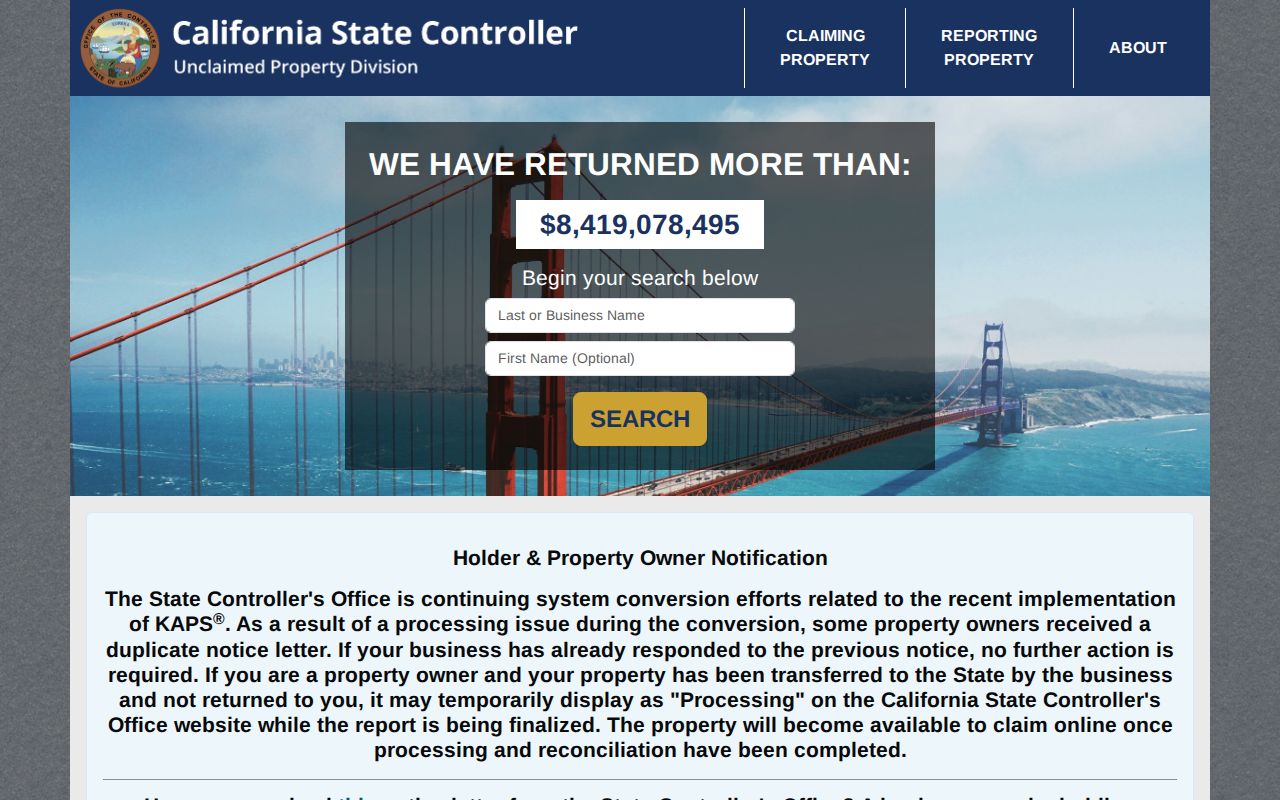 San Jacinto resident lookup California official unclaimed property search
