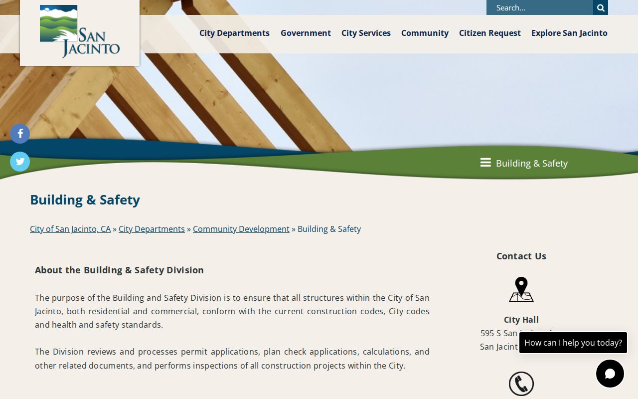 San Jacinto street directory building safety permit records